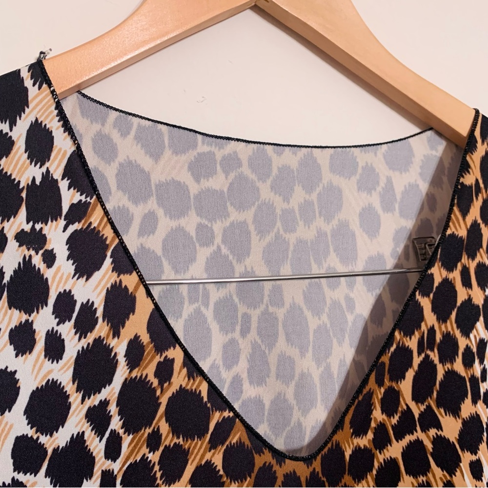 Vintage Undercover Wear Leopard Print Slip Dress Short Sleeve Flowy Tunic Top Os View 6